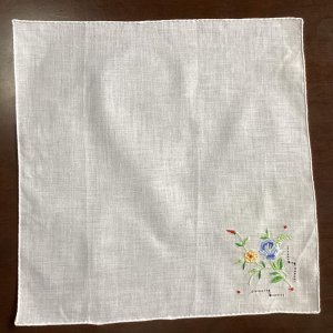 画像: ドロンワークと刺繍のハンカチ